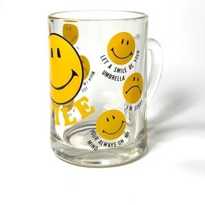 Vintage Beer Mug, 70s Smiley Face, Clesr Glass, Mod